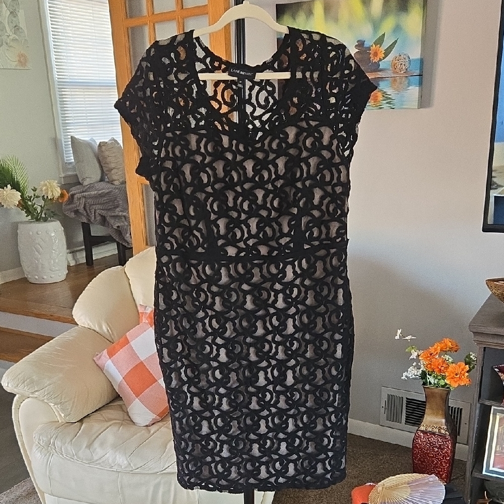 Lane Bryant Black Lace Midi Dress